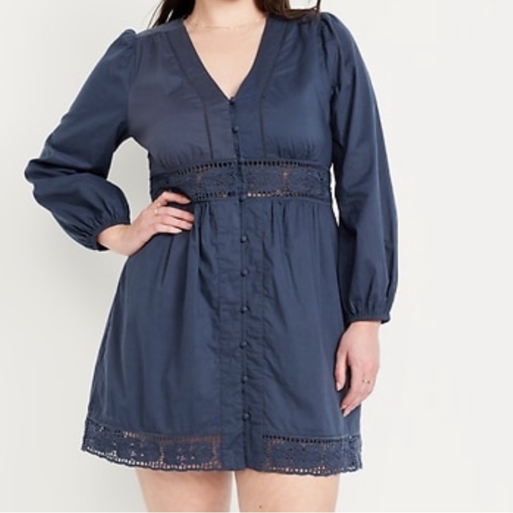 Old Navy Navy Blue Button-Down Dress